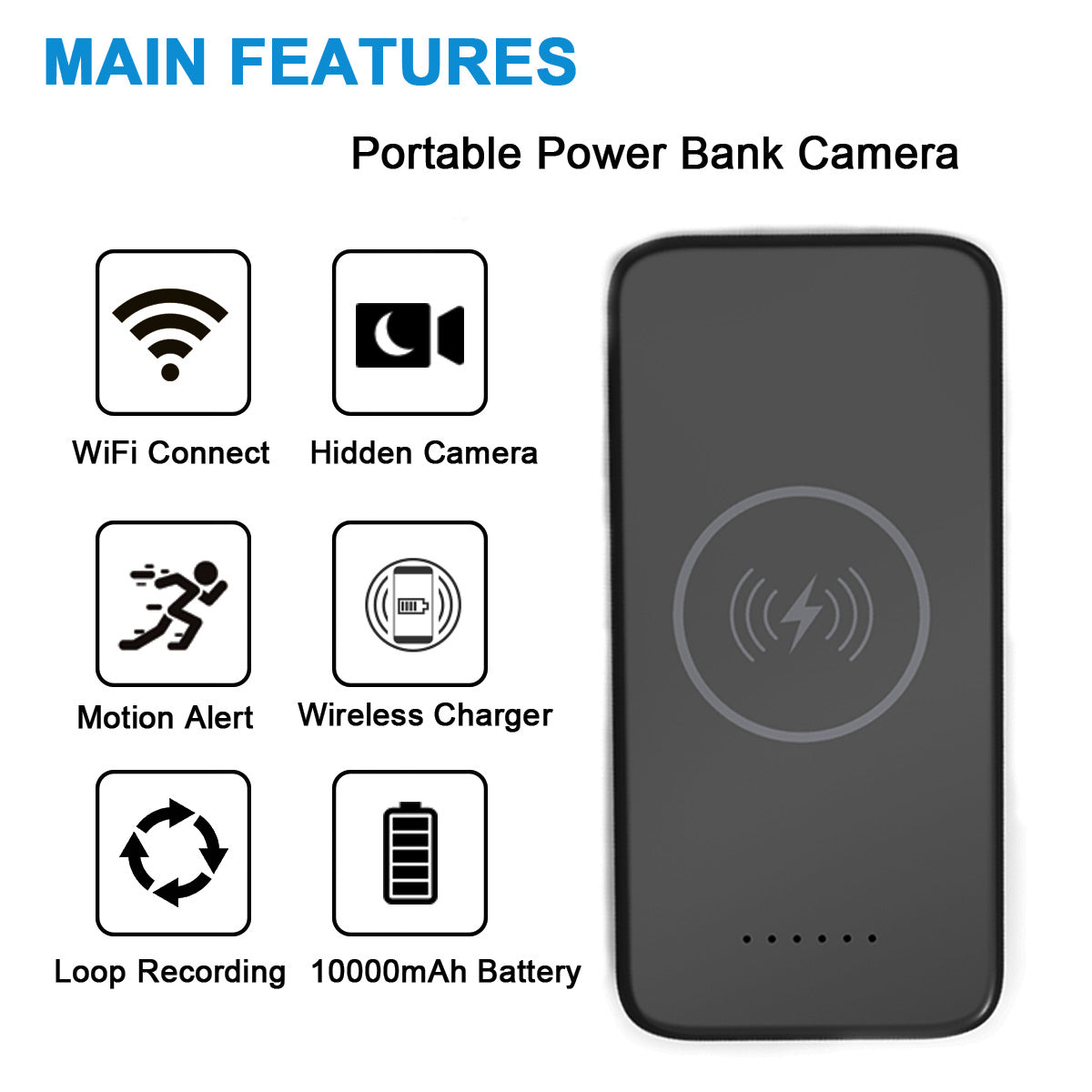 Wireless Wi-Fi Power Bank Camera